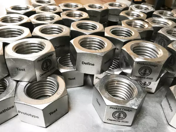 Laser etch on hexagon stainless steel nuts