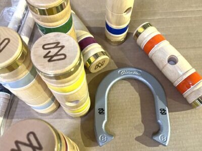 laser engraved logo on croquet set laser engraved croquet set with custom logo