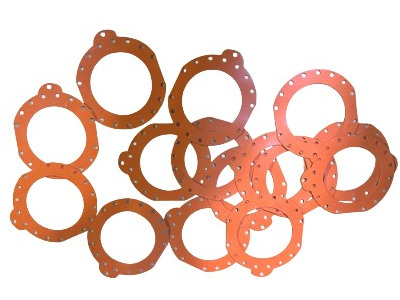 laser cut 1/32-inch-thick red silicone rubber, clean cut with good tolerance
