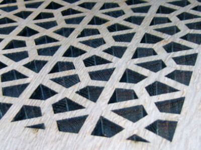 Laser cut 3/4-inch thick white oak