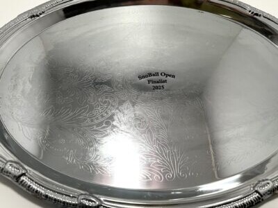 18-inch diameter silver tray laser marking