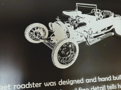 customer laser engraving 1923 T Bucket automobile