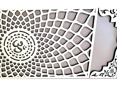 1/2-inch thick maple plywood laser cutting OM symbol for a shrine