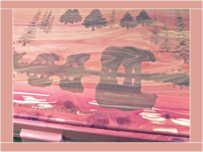 laser engraved cedar trunk lid