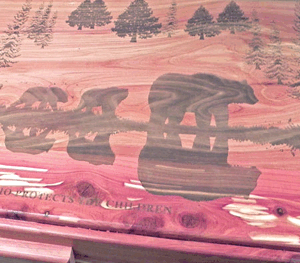 laser engraved cedar trunk lid