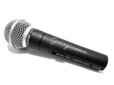 laser engraved on shure microphone for product ownership